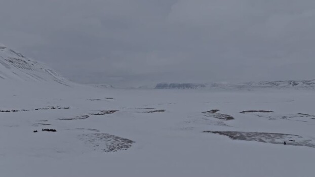 Aerial view of Pyramiden Svalbard and Jan Mayen.