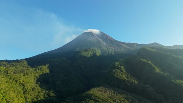 Aerial view of Mount Merapi volcano Indonesia.