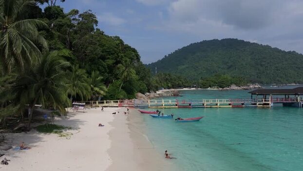 Aerial view of Perhentian Islands beach and pier Malaysia. Aerial view of Perhentian Islands beach and pier Malaysia.
