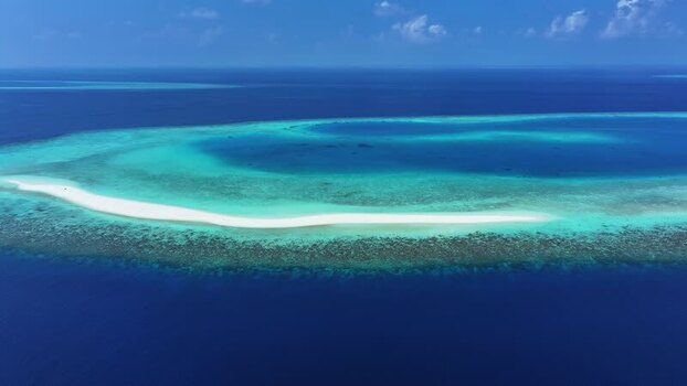 Aerial view of a white sandbank and coral reef in the Maldives. Aerial view of a white sandbank and coral reef in the Maldives.