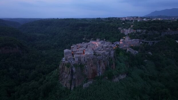 Aerial view of historic Calcata village on a cliff Italy. Aerial view of historic Calcata village on a cliff Italy.