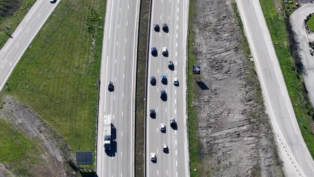 Aerial view of highway with vehicles France.