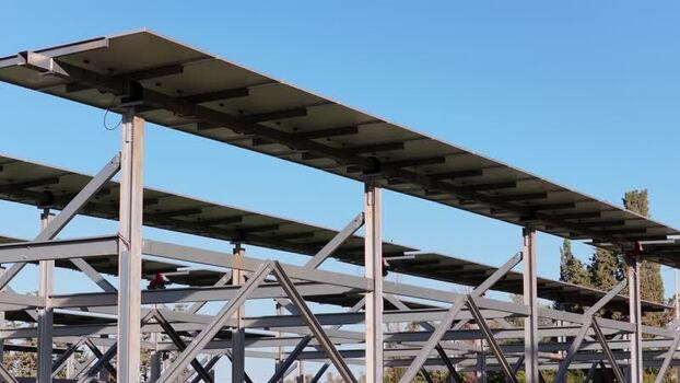 Aerial view of solar panels in Terrasini Italy.