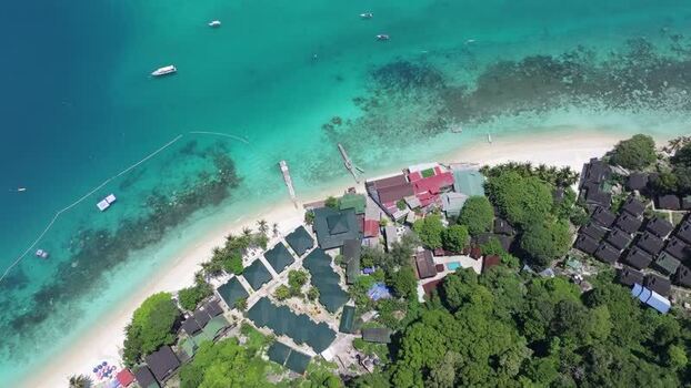 Aerial view of Perhentian Islands resort in Malaysia. Aerial view of Perhentian Islands resort in Malaysia.