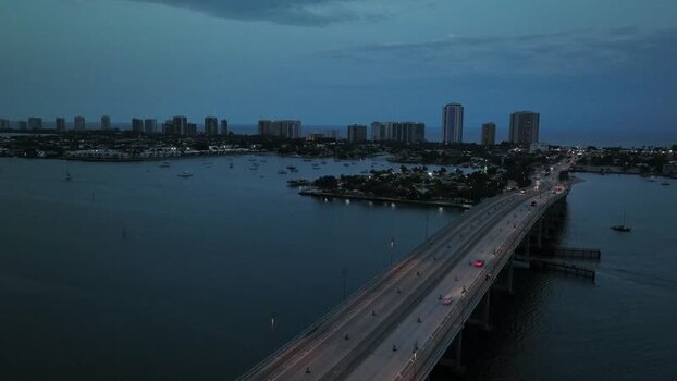 Aerial view of bridge with cars Riviera Beach United States.