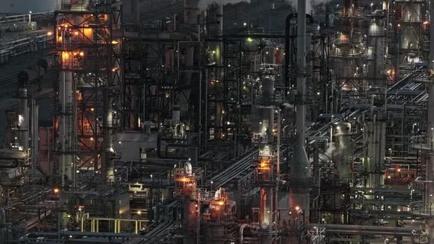 Aerial view of Suncor Energy refinery in Commerce City United States.