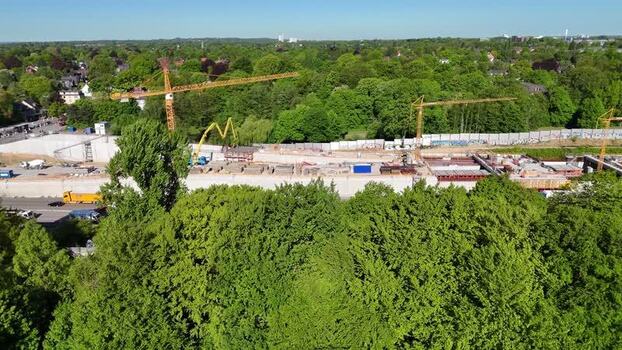 Aerial view of Bahrenfeld construction site Germany.