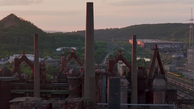 Aerial view of Volklingen Ironworks in Germany.