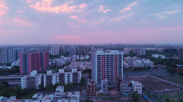 Aerial view of residential buildings in Surat India.