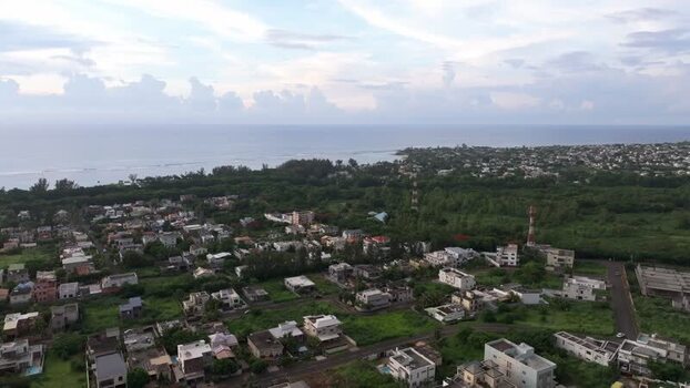 Aerial view of residential area in Curepipe Mauritius.