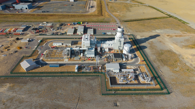 Aerial view of Millbrook Power Plant showing industrial infrastructure storage tanks and surrounding fields in Stewartby England United Kingdom. Aerial view of Millbrook Power Plant showing industrial infrastructure storage tanks and surrounding fields in Stewartby England United Kingdom.