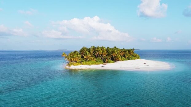 Aerial view of a tropical island with palm trees Maldives. Aerial view of a tropical island with palm trees Maldives.