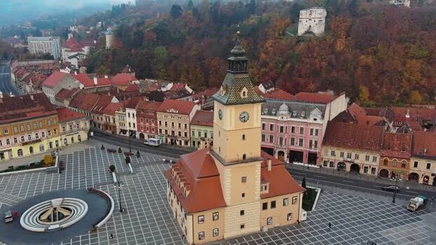 Aerial view of Council Square in Brasov Romania. Aerial view of Council Square in Brasov Romania.
