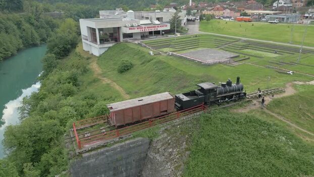 Aerial view of steam train in Jablanica Bosnia and Herzegovina. Aerial view of steam train in Jablanica Bosnia and Herzegovina.