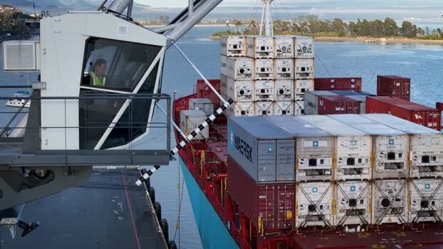 Aerial view of Port Nelson with a container ship New Zealand. Aerial view of Port Nelson with a container ship New Zealand.