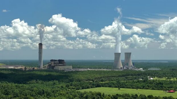 Aerial view of Seminole Electric power plant United States.