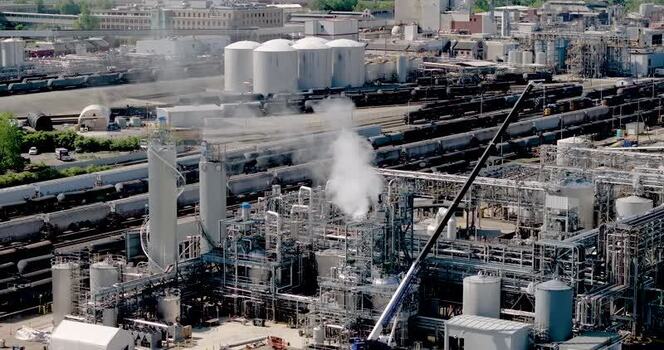Aerial view of an industrial chemical plant United States. Aerial view of an industrial chemical plant United States.