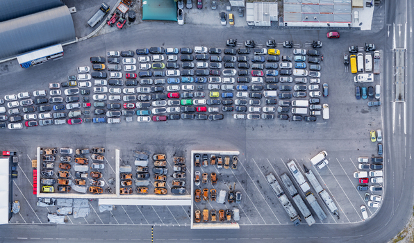 Livron sur Drome France 20 June 2026 Aerial view of an extensive vehicle storage facility featuring rows of parked cars automated car stacking systems and organized parking bays. Livron sur Drome France 20 June 2026 Aerial view of an extensive vehicle storage facility featuring rows of parked cars automated car stacking systems and organized parking bays.