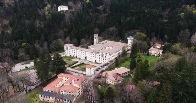 Aerial view of Vallombrosa Abbey and the surrounding forest Italy. Aerial view of Vallombrosa Abbey and the surrounding forest Italy.