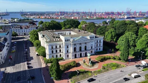 Aerial view of Altona City Hall and the Port of Hamburg Germany. Aerial view of Altona City Hall and the Port of Hamburg Germany.