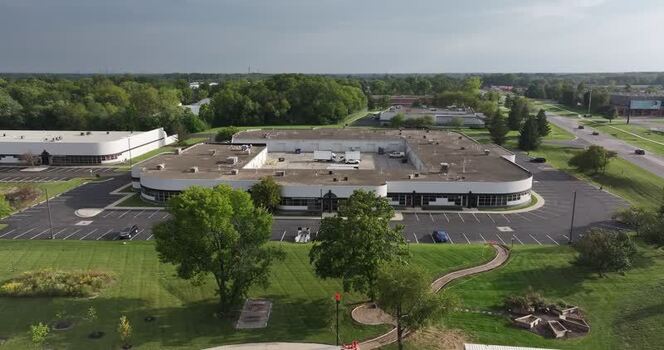 Aerial view of a commercial building in Indianapolis United States.