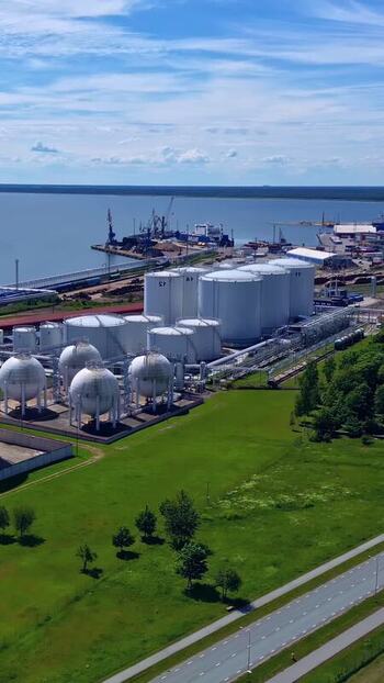 Aerial view of industrial storage tanks at Muuga Harbour Estonia. Aerial view of industrial storage tanks at Muuga Harbour Estonia.