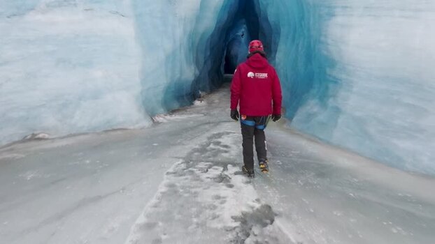 Aerial view of ice cave in Iceland. Aerial view of ice cave in Iceland.