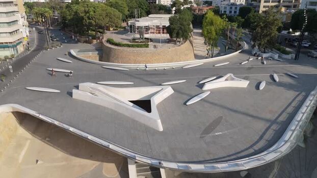 Aerial view of Eleftheria Square in Nicosia Cyprus.