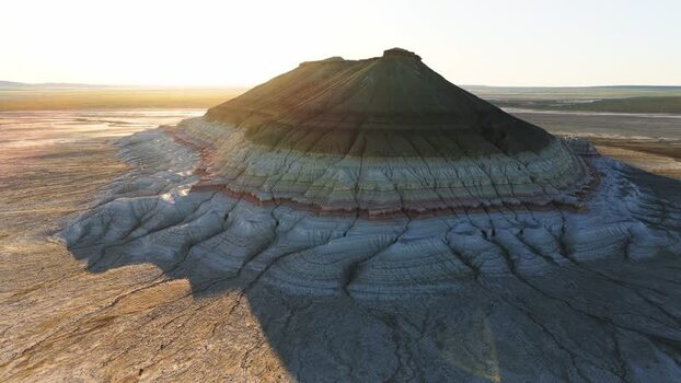 Aerial view of Mount Bokty with colorful sedimentary layers Kazakhstan. Aerial view of Mount Bokty with colorful sedimentary layers Kazakhstan.