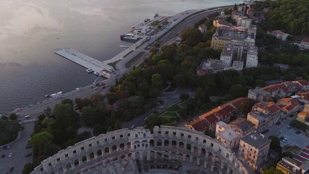 Aerial view of Pula Arena in Pula Croatia. Aerial view of Pula Arena in Pula Croatia.