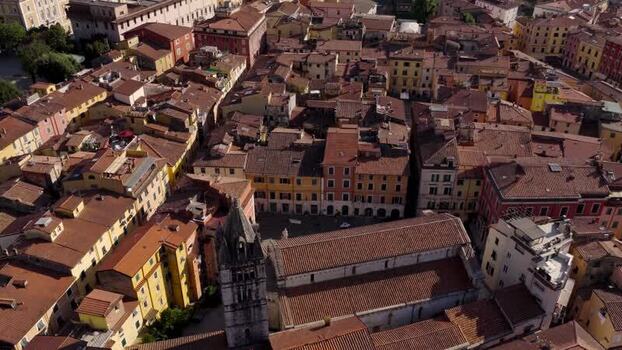 Aerial view of the historic city center of Carrara Italy. Aerial view of the historic city center of Carrara Italy.