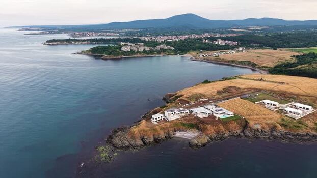 Aerial view of Arapya coastal villas in Burgas Bulgaria.