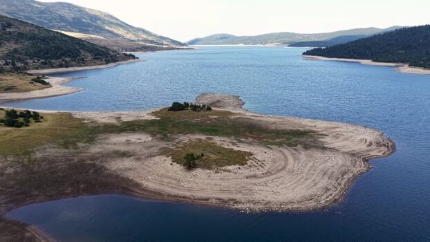 Aerial view of Belmeken Dam reservoir in Pazardzhik Bulgaria. Aerial view of Belmeken Dam reservoir in Pazardzhik Bulgaria.