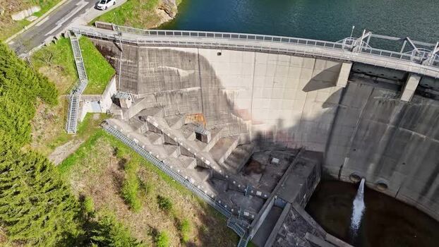 Aerial view of Kraftwerk Bodendorf Sperre Paal dam Austria. Aerial view of Kraftwerk Bodendorf Sperre Paal dam Austria.
