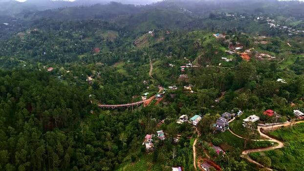 Aerial view of Nine Arch Bridge in Sri Lanka.