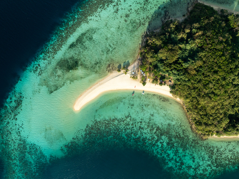 Aerial view of the white sand beach and turquoise waters of Malcapuya Island with lush tropical vegetation and coral reefs visible in the clear sea in Coron Mimaropa Philippines. Aerial view of the white sand beach and turquoise waters of Malcapuya Island with lush tropical vegetation and coral reefs visible in the clear sea in Coron Mimaropa Philippines.