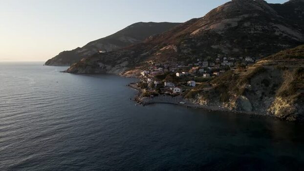 Aerial View of Pomonte Elba Island Tuscany Italy.