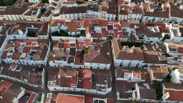 Aerial view of historic rooftops in Evora Portugal. Aerial view of historic rooftops in Evora Portugal.