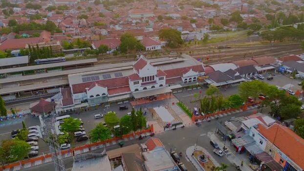 Aerial view of Stasiun Kejaksan in Cirebon Indonesia. Aerial view of Stasiun Kejaksan in Cirebon Indonesia.