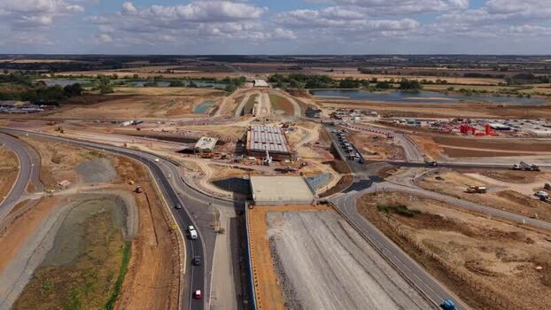 Aerial view of Black Cat Roundabout construction United Kingdom.