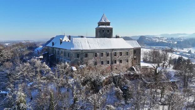 Aerial view of Schloss Ehrenhausen in winter Austria. Aerial view of Schloss Ehrenhausen in winter Austria.