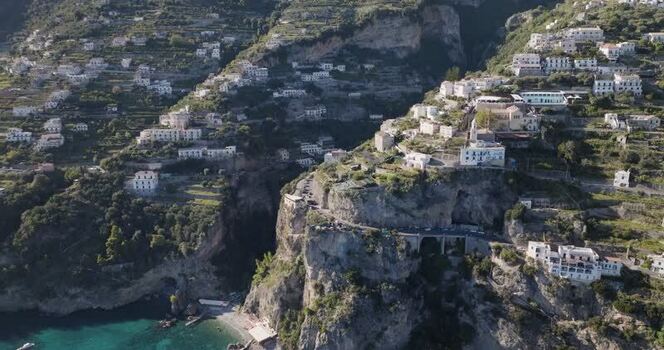 Aerial view of houses on Amalfi Coast Italy. Aerial view of houses on Amalfi Coast Italy.
