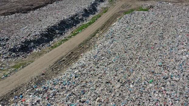 Aerial view of a large landfill site in Russia.