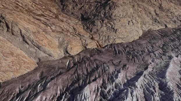 Aerial view of Aletsch Glacier Switzerland.
