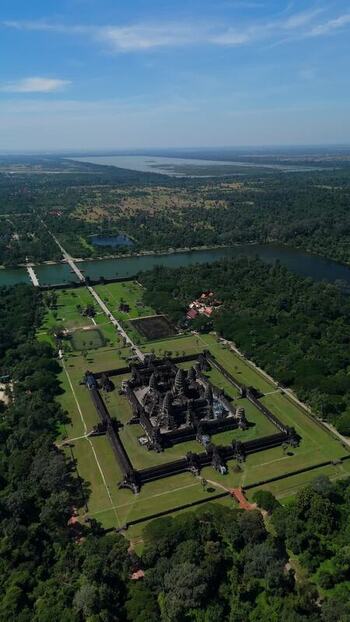 Aerial view of Angkor Wat temple complex in Cambodia. Aerial view of Angkor Wat temple complex in Cambodia.