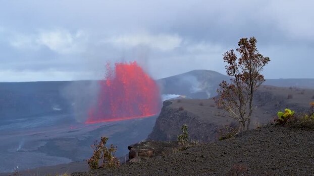 View of lava fountain at Halema uma u Crater United States.