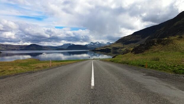 Aerial view of the road leading to Hvalfjordur fjord Iceland. Aerial view of the road leading to Hvalfjordur fjord Iceland.