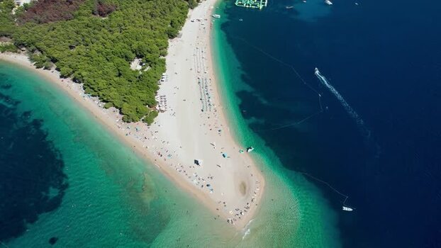 Aerial view of Zlatni Rat beach Bol Croatia.