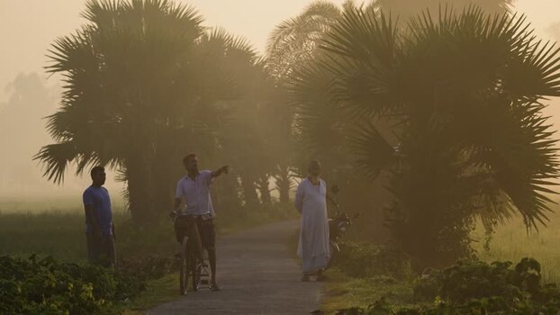 View of men on a rural road with palm trees in Bogura Bangladesh. View of men on a rural road with palm trees in Bogura Bangladesh.