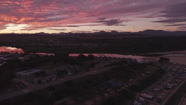 Aerial view of Hartenbos at sunset South Africa.